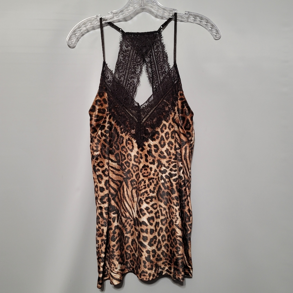 Leopard print lace tank top